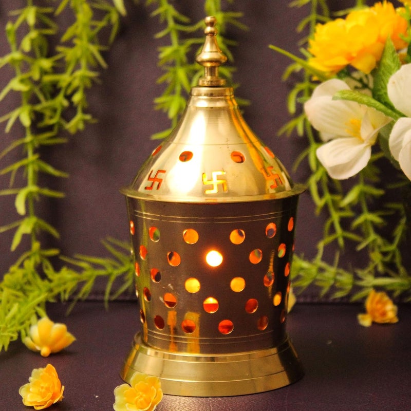 Spillbox Traditional Brass Diya for Puja Pooja Aarti Arti Deepak Deepam Oil Lamp for Home Temple Puja Articles Decor Gifts Amar Lamp