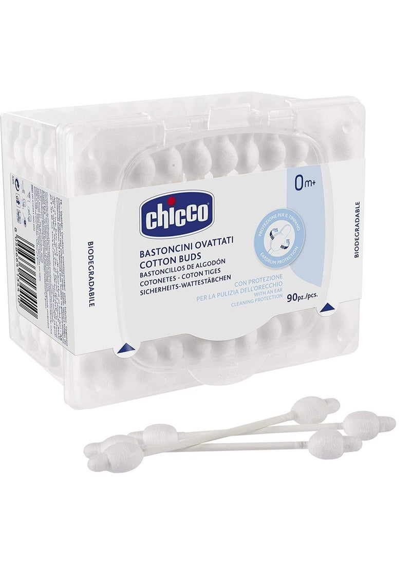 Chicco Chicco Cotton Buds with Eardrum Protection, 90 Pieces | For Baby Ear Cleaning | Made Of Paper Stem | Safe and Hygienic | Biodegredable  - Image 2