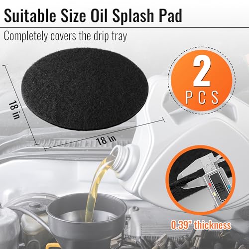 Saillong 2 Pcs Round Splash Pad for Oil Drain Pan, Upgraded 18'' Oil Splash Pad, Heat Resistant, No Splatter Change Mat Fit 1.5-20 Gal Drip Collector Pan for Car Transmission Changing Drain Tray - Image 2