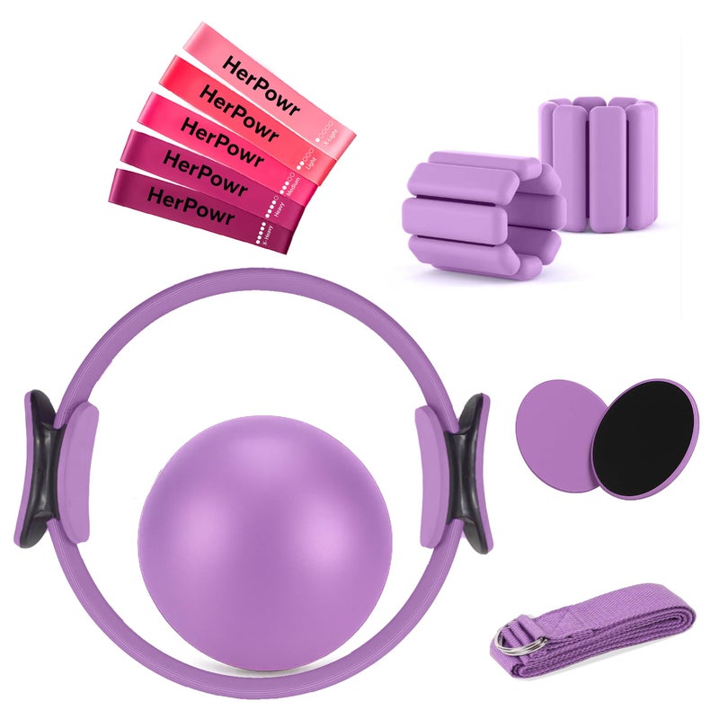 HerPowr Pilates Kit with Weights, Pilates Kit with Ankle Wrist Weights, Pilates Set, at Home Pilates Kit, Pilates Sets for Women, Pilates Essential kit, Pilates Accessories, Pilates Workout Sets - Image 1