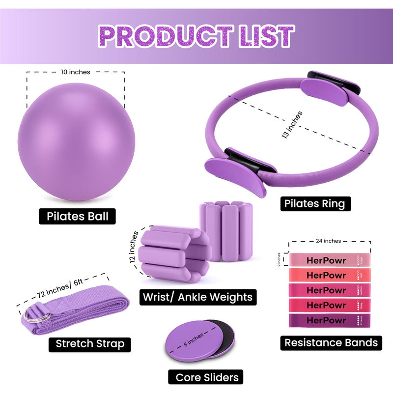 HerPowr Pilates Kit with Weights, Pilates Kit with Ankle Wrist Weights, Pilates Set, at Home Pilates Kit, Pilates Sets for Women, Pilates Essential kit, Pilates Accessories, Pilates Workout Sets - Image 4
