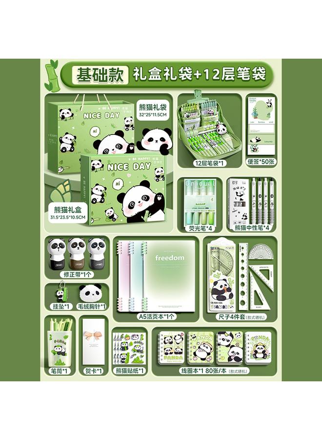 Bluejw Primary School Girls Girls Panda Birthday Gift Stationery Suit Gift Box School Supplies School Opening Gift Bag Hand Account - Image 1