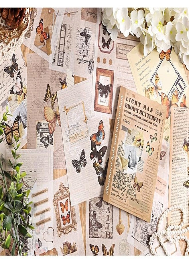 SAMVARDHAN Vintage Style Aesthetic Sticker Books Set, 40 Sheets Each, Galactic Blueprint, Natural Green, Light Man Brown Butterfly, Book of Images, DIY Crafts,Journaling & Scrapbooking, Pack of 4 - Image 4