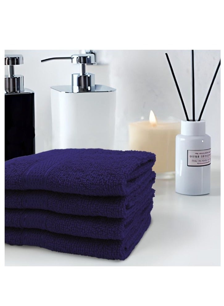 BYFT Daffodil(Navy Blue) Premium Face Towel (30x30Cm-Set of 24) Cotton, Highly Absorbent and Quick dry, Hotel and Spa Quality Bath linen with Stripe Diamond Dobby-500Gsm  - Image 1