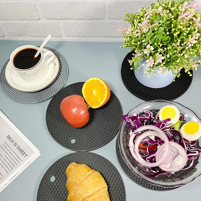 FS COOL Silicone Trivets for Hot Pots and Pans Flexible Multipurpose Hot Pads Pot Holders Heat Resistant Trivets for Hot Dishes Soft NonSlip Silicone Mat for Kitchen Counter Pack of 5 Random - Image 4
