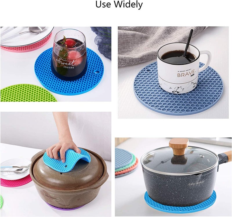 FS COOL Silicone Trivets for Hot Pots and Pans Flexible Multipurpose Hot Pads Pot Holders Heat Resistant Trivets for Hot Dishes Soft NonSlip Silicone Mat for Kitchen Counter Pack of 5 Random - Image 5