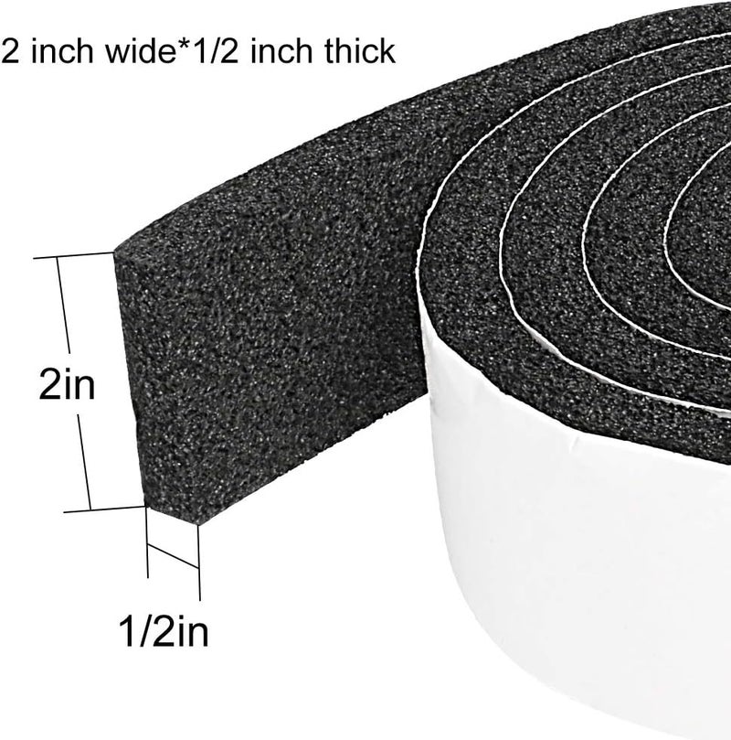 YIJUHOU 2 Rolls Window Insulation Open Cell Foam Seal Tape,2 Inch W 1/2 Inch T High Resilience Weather Stripping for Doors Window,Total 10FT - Image 2