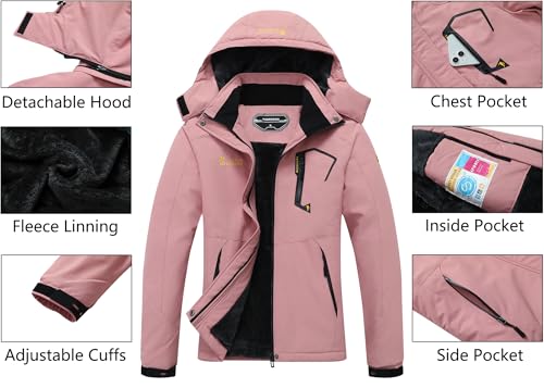 MOERDENG Women's Waterproof Ski Jacket Warm Winter Snow Coat Mountain Windbreaker Hooded Raincoat Jacket - Image 4