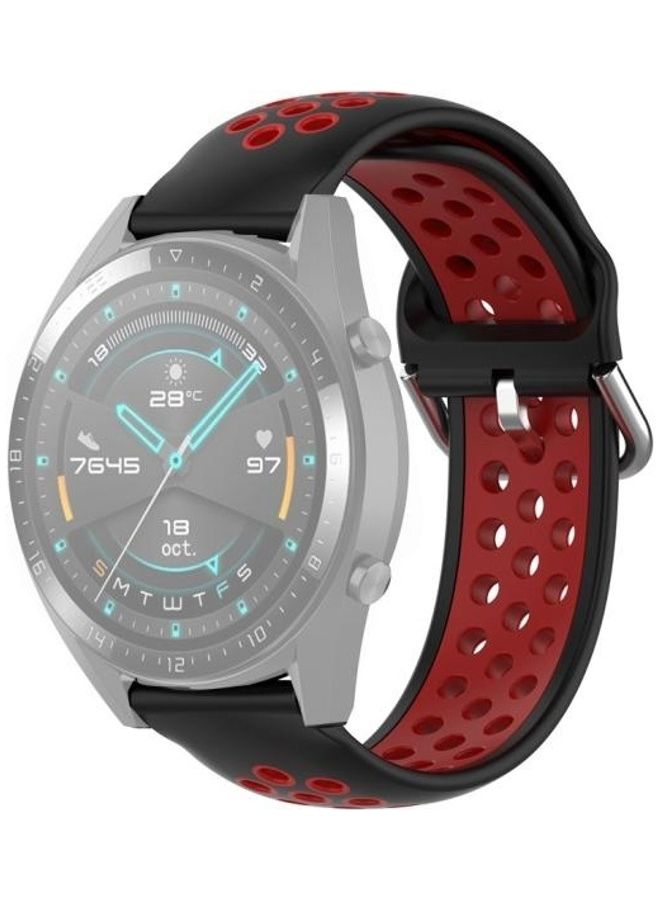BGM Two Color Sport Wrist Strap Watchband For Huawei Watch GT Red/Black - Image 1