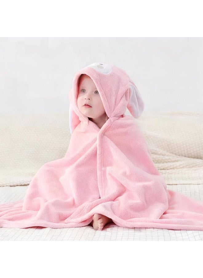 ILovhaprty 140cm×70cm Pink Monkey Unisex Kids Bathrobe Bath Wearable Towel Hooded Cape Bath Towel - Image 1