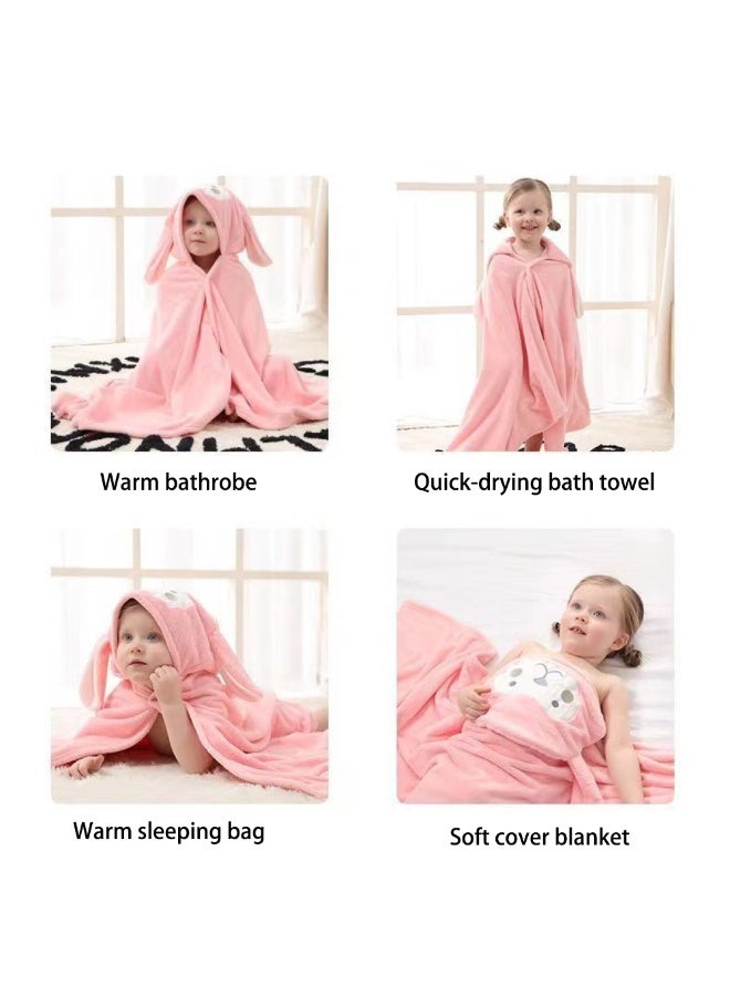 ILovhaprty 140cm×70cm Pink Monkey Unisex Kids Bathrobe Bath Wearable Towel Hooded Cape Bath Towel - Image 3