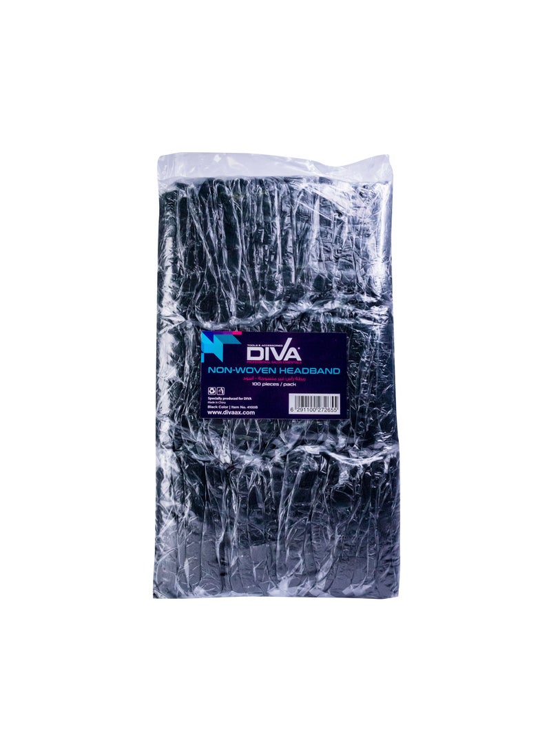 Diva Disposable Headband Non Woven Black 100 Pcs/Pack