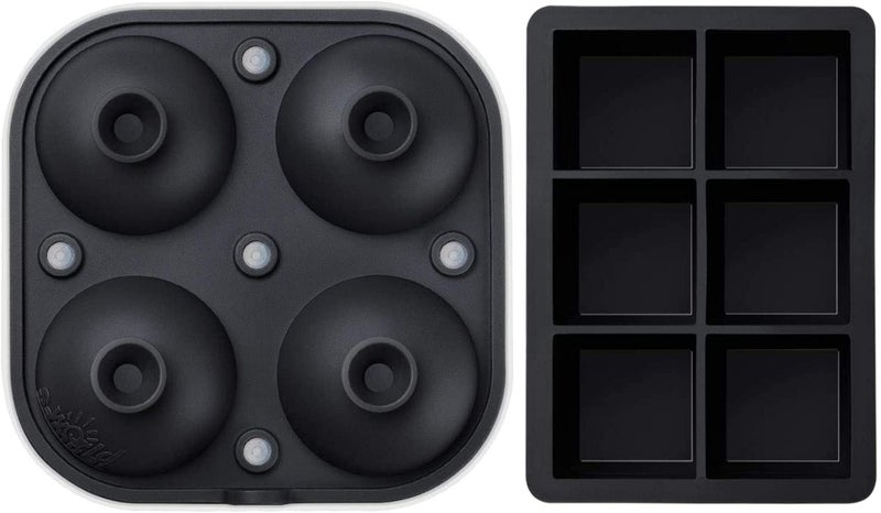 Samuelworld Large Silicone Premium Ice Trays  2 Inches Big Cubes & 2.5 Inches Sphere Ice Molds - Bpa Free  Craft Ice Maker For Gifting  Easy Release - Black(With Ice Bag) - Image 5