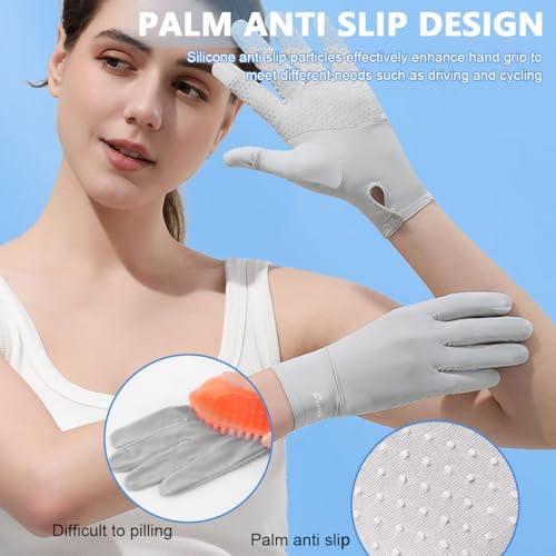 PALAY® Ice Silk Gloves for Women Bike Riding Gloves for Women Hand Gloves for Sun Protection Anti-Skid Hand Gloves for Bike Driving Cycling, Summer Cooling Breathable Touch Screen Gloves (Grey) - Image 5