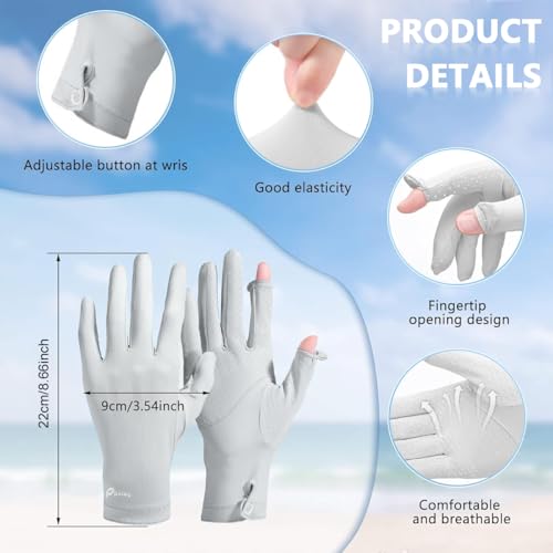 PALAY® Ice Silk Gloves for Women Bike Riding Gloves for Women Hand Gloves for Sun Protection Anti-Skid Hand Gloves for Bike Driving Cycling, Summer Cooling Breathable Touch Screen Gloves (Grey) - Image 2