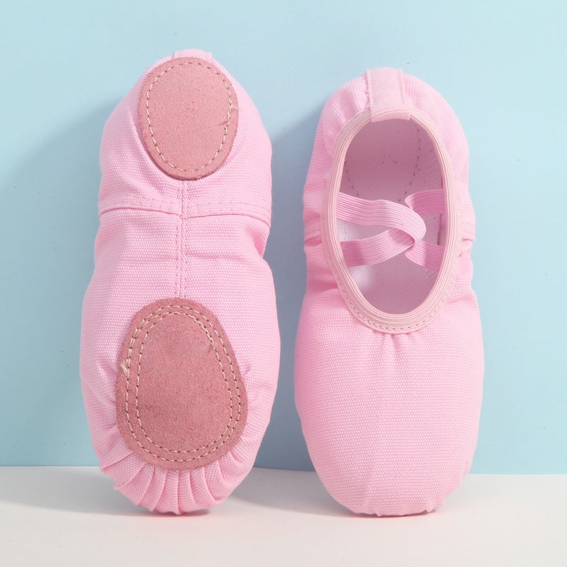 Generic Kids No-Tie Ballet Slipper Soft Sole Dance Shoes Lace Free Deep Powder