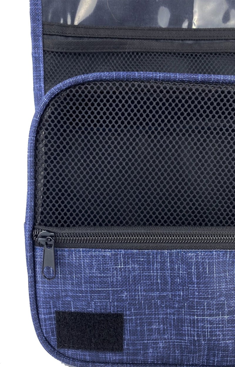 Arnee Metal Strap Navy Blue Travel Makeup Bag Portable Large Makeup Bag Cosmetic Bag Travel Friendly  - Image 4