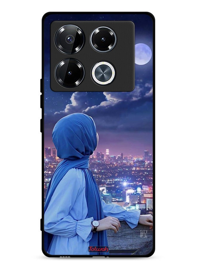 Tolwak Infinix Note 40 Pro 5G Protective Case Cover Looking At Moon Hijab Girl - Image 1