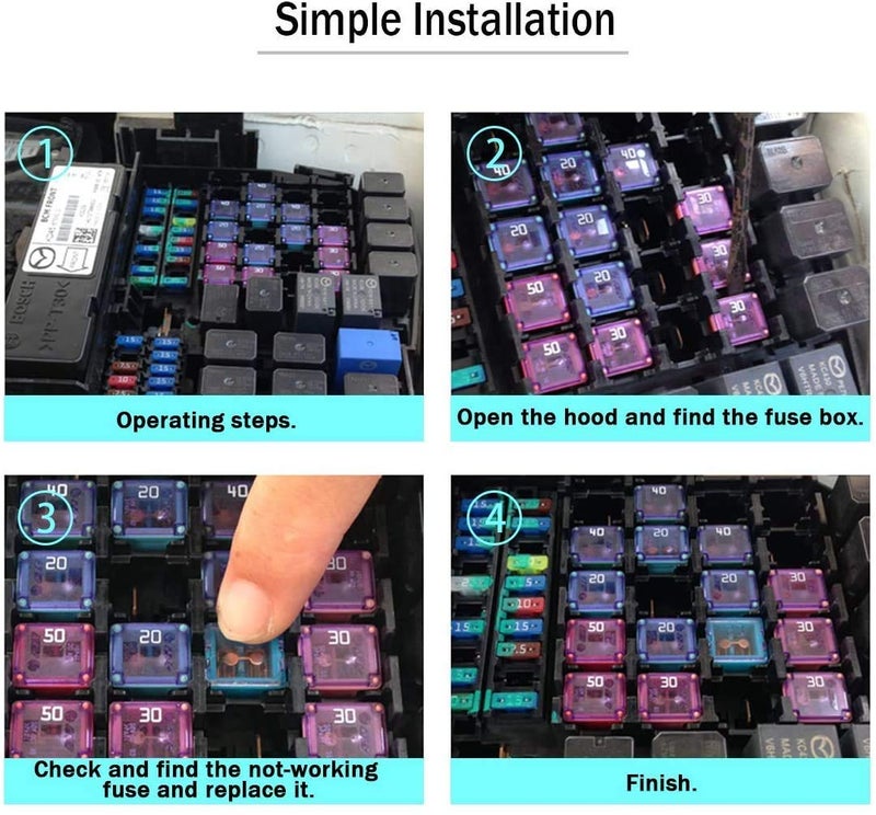 Gebildet جبيلدت 12 قطعة 12 فولت-24 فولت صندوق شكل Jcase مرتفع مختلط للصمامات للشاحنات والسيارات وSUV والقوارب (20A/25A/30A/40A/50A/60A، كل 2 قطعة) - Image 5