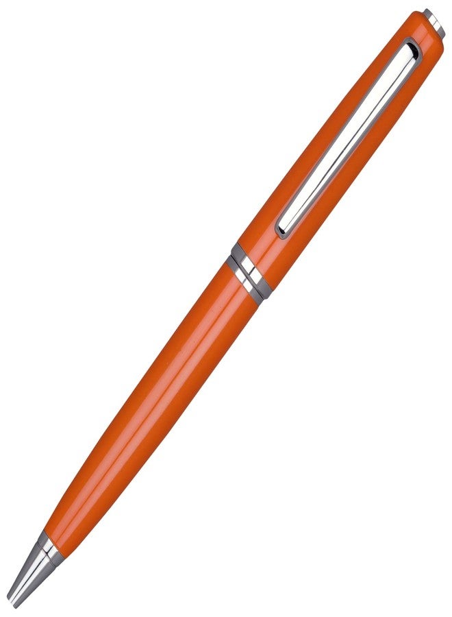 Lanier Pens Lanier Orange Clara Ballpoint Pen - Orange Glossy Clear Body with Shiny Chrome Parts & Chrome Ring with Medium Tip 0.7mm Cross Style Refill - Image 2