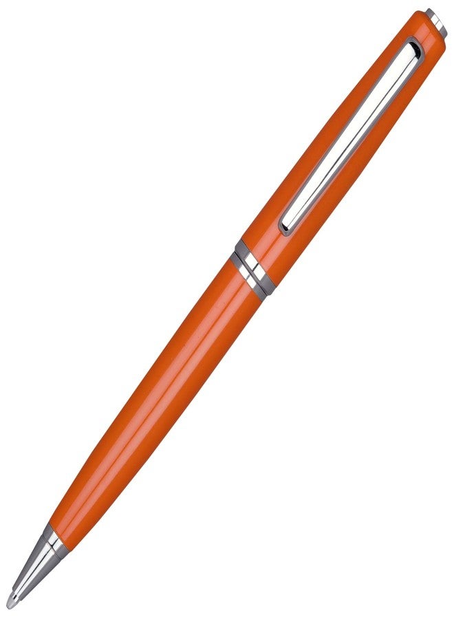 Lanier Pens Lanier Orange Clara Ballpoint Pen - Orange Glossy Clear Body with Shiny Chrome Parts & Chrome Ring with Medium Tip 0.7mm Cross Style Refill - Image 1