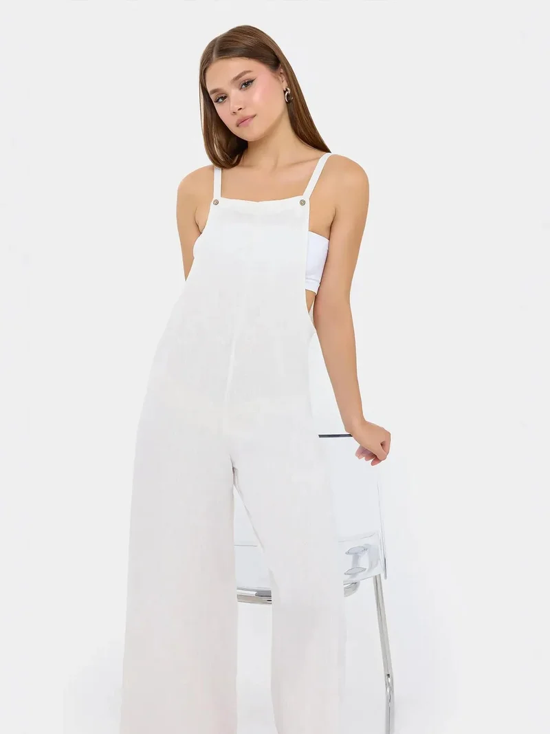 HICCUP Button-Front Wide-Leg Jumpsuit