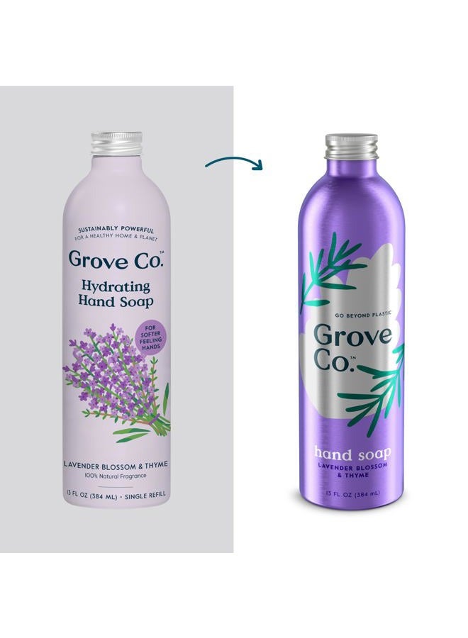 Grove Co. Hydrating Gel Hand Soap Refills (2 x 13 Fl Oz) + 1 x Reuseable Glass Soap Dispenser, Plastic-Free & Liquid Refillable Starter Kit, Natural Lavender Blossom & Thyme Fragrance - Image 2