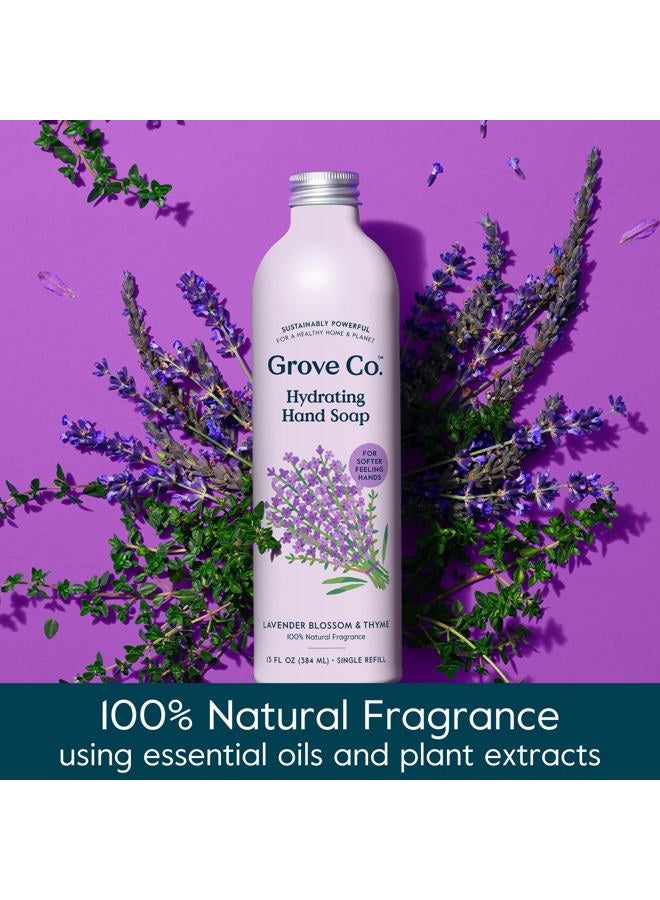Grove Co. Hydrating Gel Hand Soap Refills (2 x 13 Fl Oz) + 1 x Reuseable Glass Soap Dispenser, Plastic-Free & Liquid Refillable Starter Kit, Natural Lavender Blossom & Thyme Fragrance - Image 3