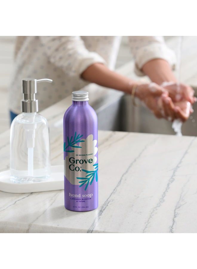 Grove Co. Hydrating Gel Hand Soap Refills (2 x 13 Fl Oz) + 1 x Reuseable Glass Soap Dispenser, Plastic-Free & Liquid Refillable Starter Kit, Natural Lavender Blossom & Thyme Fragrance - Image 4