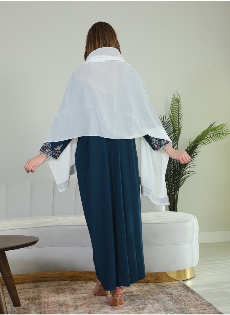 Bint Al Bilad Bint Al Bilad Women's Summer Long Luxury Jalabiya | Full-Length Kaftan Dress for Ramadan, Eid Ul Fitr, Wedding, Special Occasions | Embroidered Saudi Abaya | Modest Islamic Clothing  - Image 3