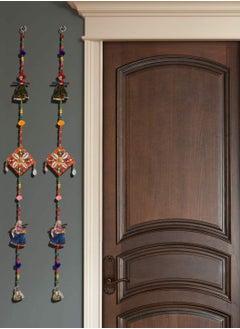 ماركة غير محددة JH Gallery Handmade Recycled Material Rajasthani Dolls Door Hangings/Wall Hanging/Home Decor/Home Furnishing/Diwali Gift/Corporate Gift (38 Inches, 1 Pair), Multi-Coloured  - Image 1