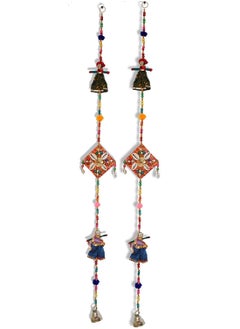 ماركة غير محددة JH Gallery Handmade Recycled Material Rajasthani Dolls Door Hangings/Wall Hanging/Home Decor/Home Furnishing/Diwali Gift/Corporate Gift (38 Inches, 1 Pair), Multi-Coloured  - Image 3