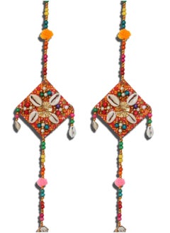 ماركة غير محددة JH Gallery Handmade Recycled Material Rajasthani Dolls Door Hangings/Wall Hanging/Home Decor/Home Furnishing/Diwali Gift/Corporate Gift (38 Inches, 1 Pair), Multi-Coloured  - Image 4