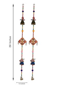 ماركة غير محددة JH Gallery Handmade Recycled Material Rajasthani Dolls Door Hangings/Wall Hanging/Home Decor/Home Furnishing/Diwali Gift/Corporate Gift (38 Inches, 1 Pair), Multi-Coloured  - Image 5