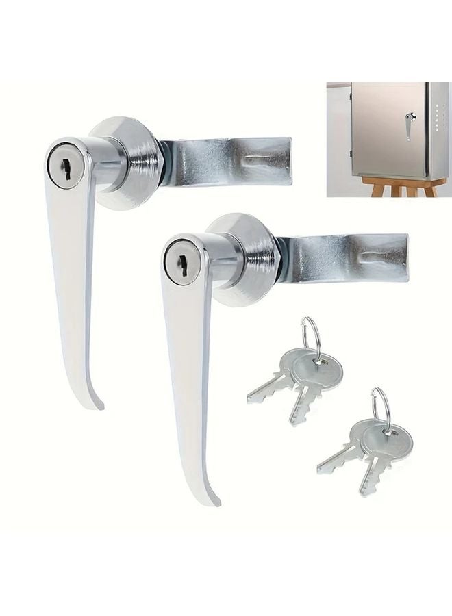 2 Pack Heavy Duty Cabinet Locks Silvery Zinc Alloy Keyed Entry For Home Office - Image 2