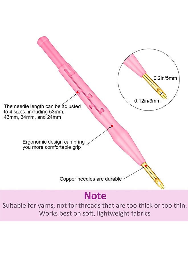 17 Pcs Punch Needle Embroidery Kits Adjustable Rug Yarn Punch Needle Wooden Handle Embroidery Pen Needle Threader Punch Needle Cloth for Embroidery Cross Stitching Beginner Copper Embroidery Cloth Set - Image 3