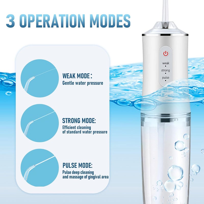 houscly Electric Water Flosser Cordless for Teeth 3 Modes 4 Jet Tips Cleaning and Flossing Water Dental Portable Floss Irrigator Oral Water Flossed Rechargeable Tonsil Stone Travel Adults - Image 3