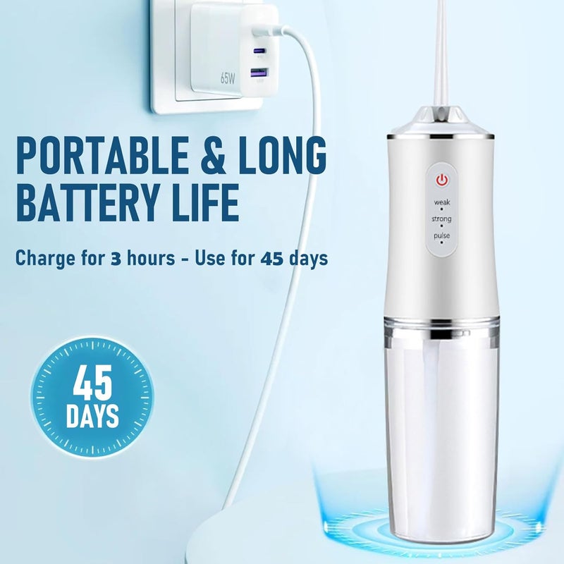 houscly Electric Water Flosser Cordless for Teeth 3 Modes 4 Jet Tips Cleaning and Flossing Water Dental Portable Floss Irrigator Oral Water Flossed Rechargeable Tonsil Stone Travel Adults - Image 4