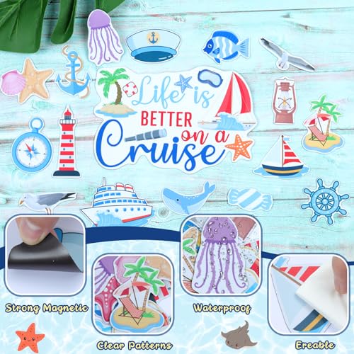 TREACLUB 27PCS Cruise Door Decorations Magnetic, Large Nautical Ship Magnets Reusable Funny Carnival Cruise Cabin Magnets Stickers for Door Decorations Fridge Car Computer - Image 3