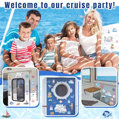 TREACLUB 27PCS Cruise Door Decorations Magnetic, Large Nautical Ship Magnets Reusable Funny Carnival Cruise Cabin Magnets Stickers for Door Decorations Fridge Car Computer - Image 5