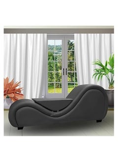 Poppins Home S-Shape Love Sofa Modern Loveseats Yoga Chaise lounge With Center cushion (Black)  - Image 1