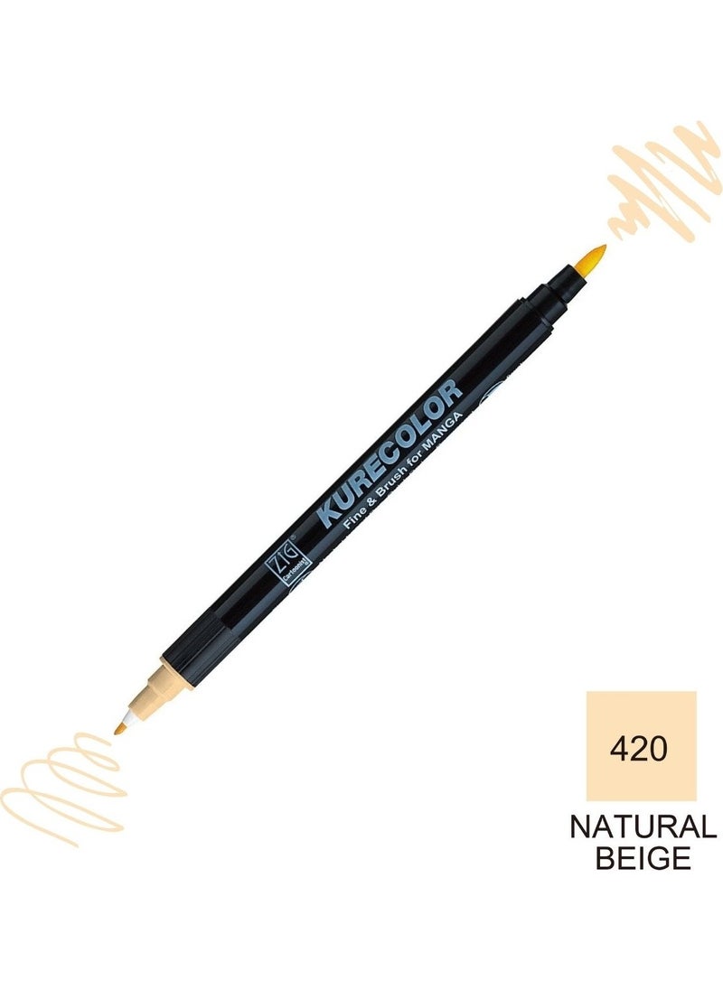 Zig Kurecolor Mangaka Fine&brush Double Sided Pen CNKC-2200 No 420 Natural Beige  - Image 5