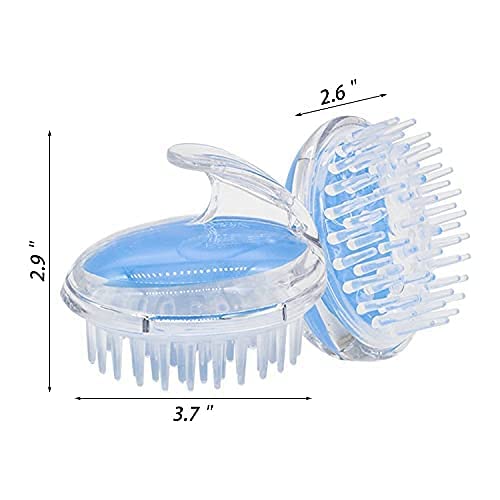 Alexvyan Blue Hair Scalp Massager Shampoo Brush for Scalp Care Deep Hair Cleaning Transparent Soft Silicone Shower Comb for Women, Men & Kids, Healthy Hair Growth Dry Scalp Dandruff, Thick/thin Hair - Image 2