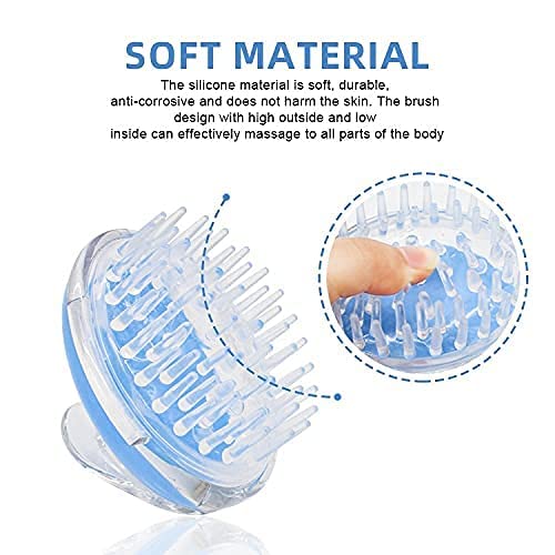 Alexvyan Blue Hair Scalp Massager Shampoo Brush for Scalp Care Deep Hair Cleaning Transparent Soft Silicone Shower Comb for Women, Men & Kids, Healthy Hair Growth Dry Scalp Dandruff, Thick/thin Hair - Image 4