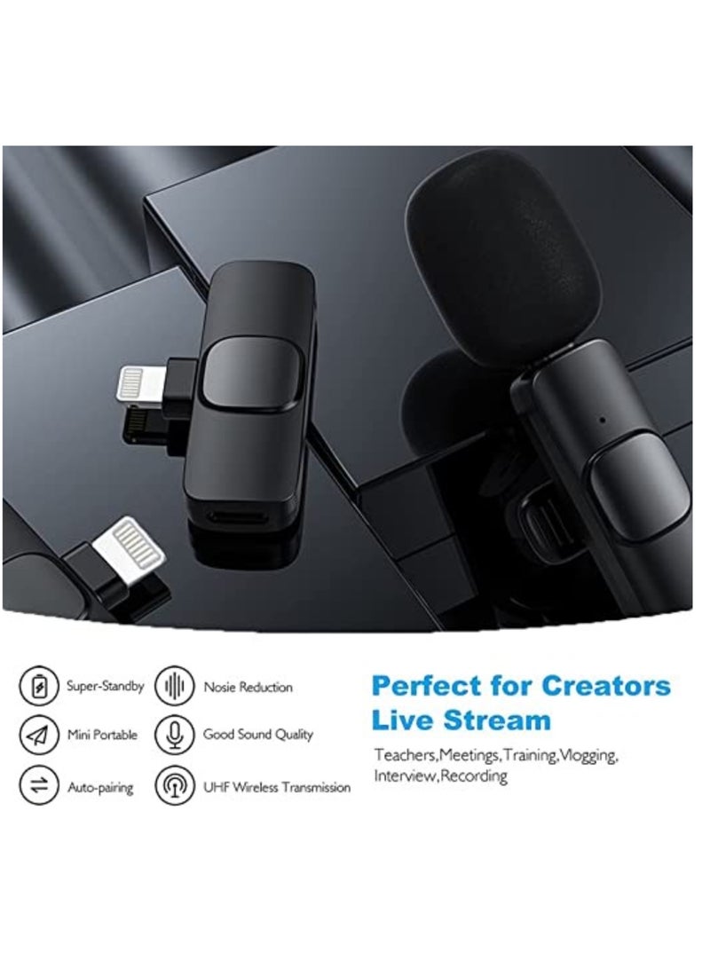 Wireless Lavalier Microphone for iPhone iPad Mini Mic for YouTube Facebook Live Stream TikTok Vlog Zoom Video Recording - Noise Reduction/No APP & Bluetooth Needed - Image 2