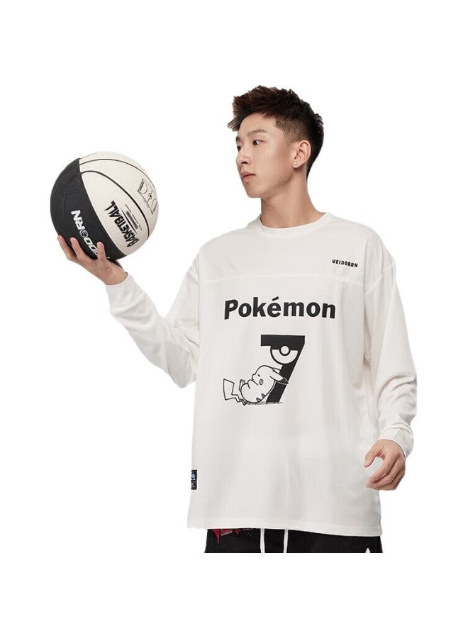 VEIDOORN Pokemon Collaboration Long-Sleeve Basketball T-Shirt, American-Style Basketball Training Sports Outdoor Pikachu Co-Branded Black L - Image 2