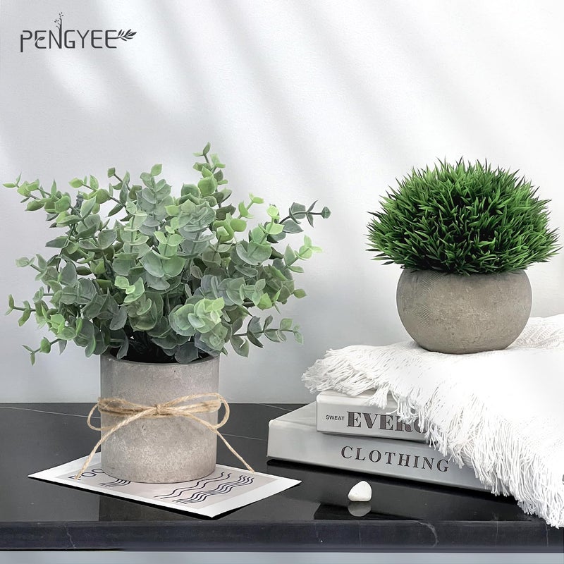 PENGYEE 4Pcs Small Fake Plants for Home Decor  Artificial Plants Indoor  Faux Plants Eucalyptus Rosemary  Artificial Plants for Bathroom Kitchen Office Farmhouse Room Shelf Decor - Image 4