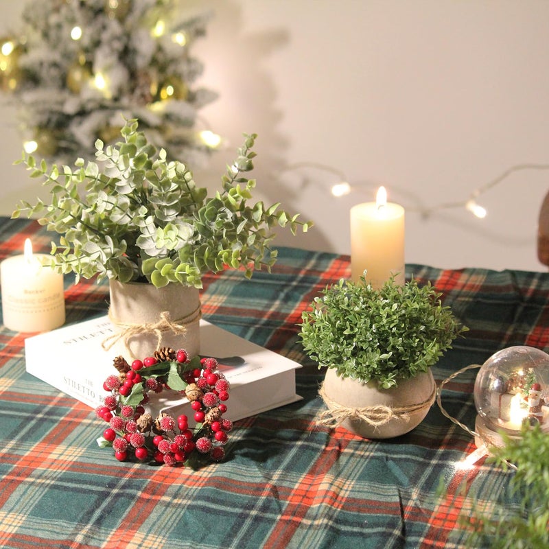 PENGYEE 4Pcs Small Fake Plants for Home Decor  Artificial Plants Indoor  Faux Plants Eucalyptus Rosemary  Artificial Plants for Bathroom Kitchen Office Farmhouse Room Shelf Decor - Image 2