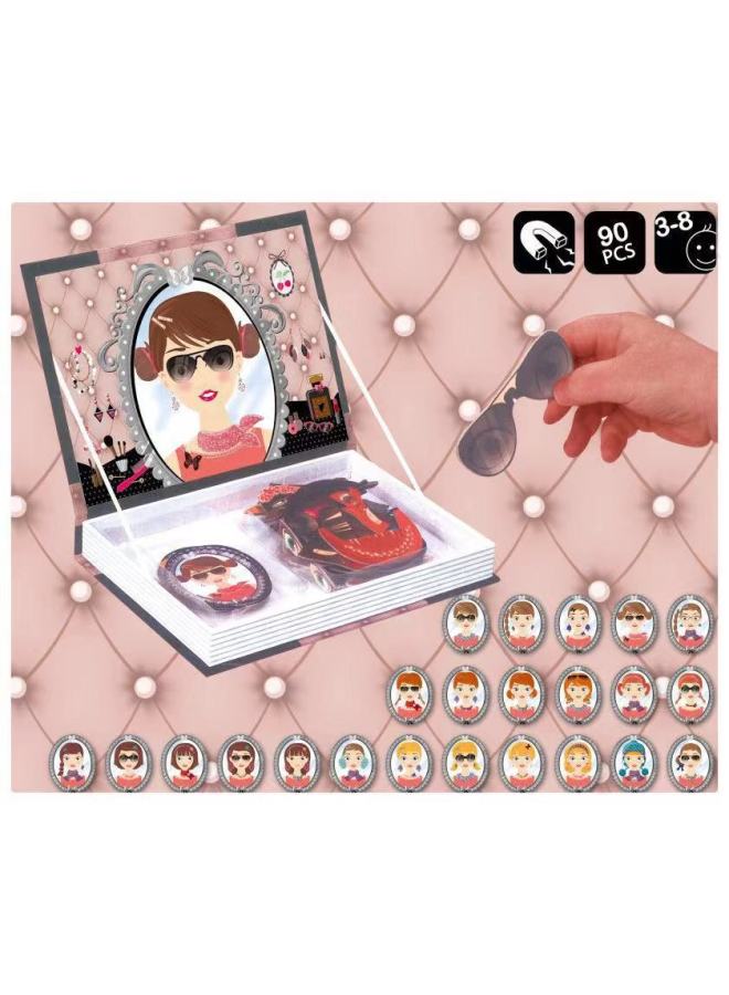 رائجة البيع الفرنسية فستان الكتاب الأحمر الصغير الطفل DIY بها بنفسك تجميعها كتاب مغناطيسي المغناطيسي ملصق ثلاثية الأبعاد التعليم المبكر لغز-اللون: لغز ماكياج - Image 1