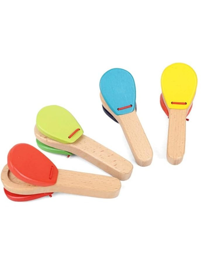 Mike Music - Colorful Wooden Castanets for Kids - Musical Learning Toys - Image 1